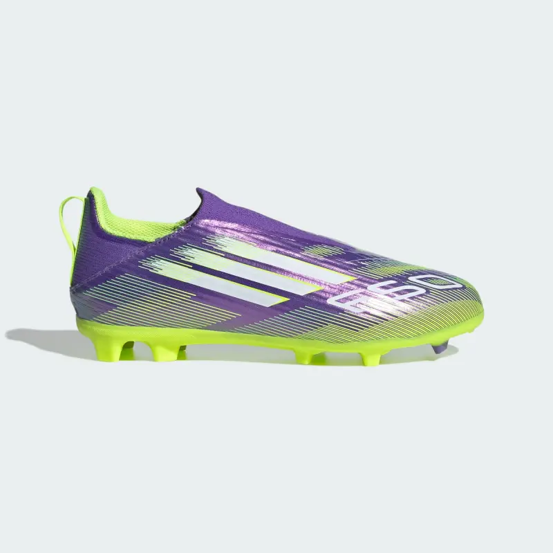 adidas-f-50-league-laceless-fgmg-purple-rush-cloud-white-lucid-lemon-gs-jh7743 Category | SUFC Shirts & Football Gear